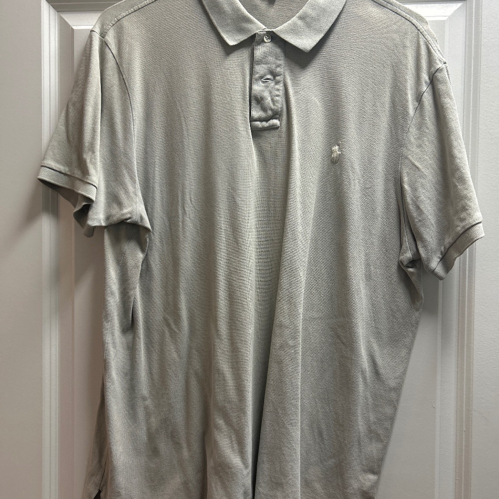 Ralph Lauren Men Large Custom Fit Gray Polo